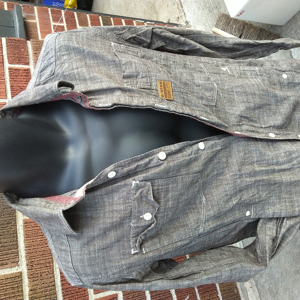 G-Star Black and Gray Button Down Shirt